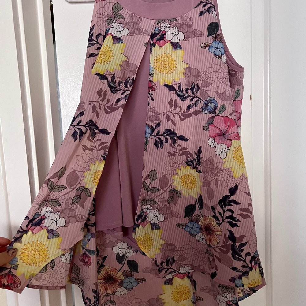 Mauve Floral Tank Top Size Large